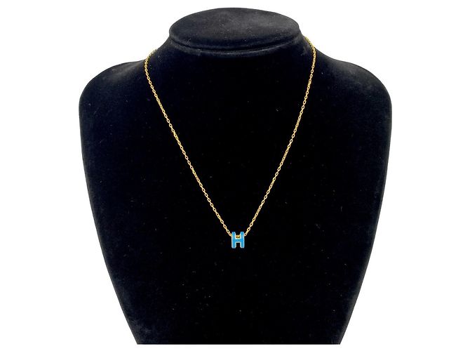 Hermès Collana HERMES Mini Pop H con pendente placcato oro Blu D'oro - vista 2
