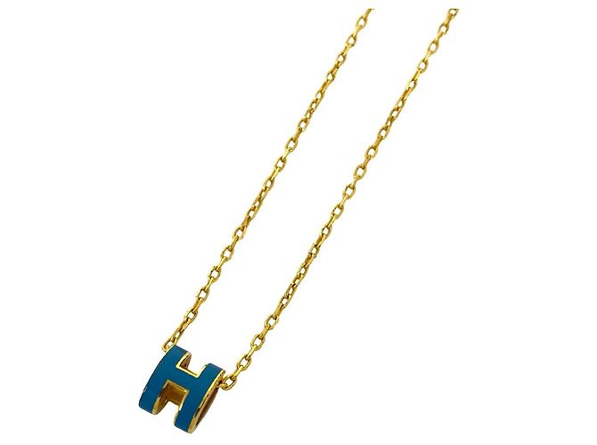 Hermès Collana HERMES Mini Pop H con pendente placcato oro Blu D'oro - vista 4
