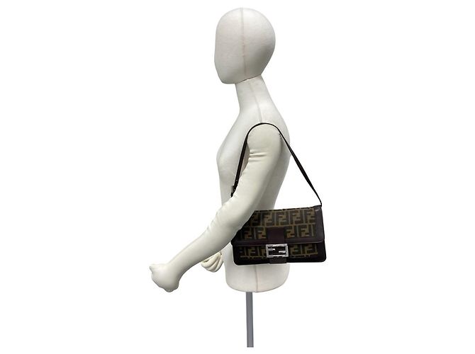 FENDI Vintage Schultertasche mit Zucca-Muster Braun Schwarz - Ansicht 2