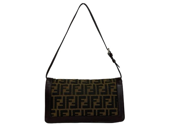 FENDI Vintage Schultertasche mit Zucca-Muster Braun Schwarz - Ansicht 3