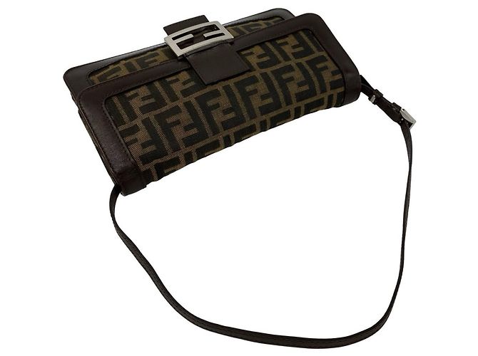 FENDI Vintage Schultertasche mit Zucca-Muster Braun Schwarz - Ansicht 4