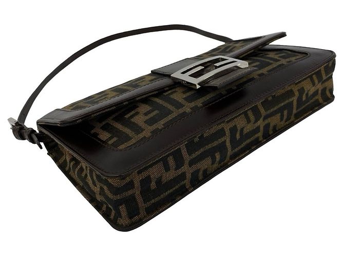 FENDI Vintage Schultertasche mit Zucca-Muster Braun Schwarz - Ansicht 7