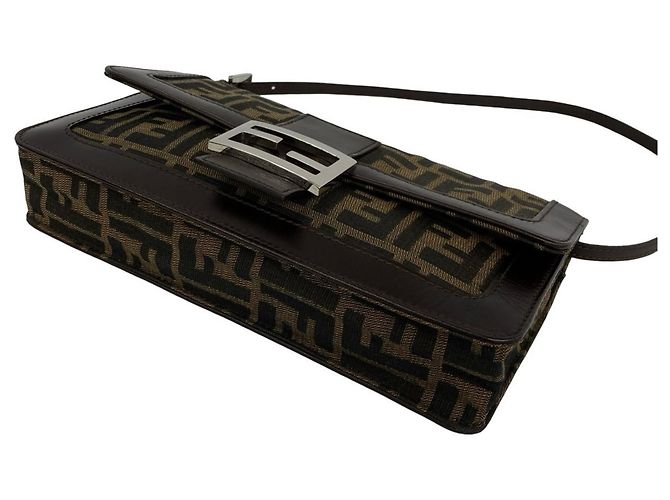 FENDI Vintage Schultertasche mit Zucca-Muster Braun Schwarz - Ansicht 8