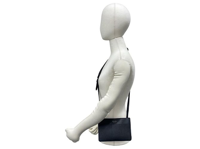 Mini borsa a tracolla Prada in pelle Saffiano nera Nero - vista 2