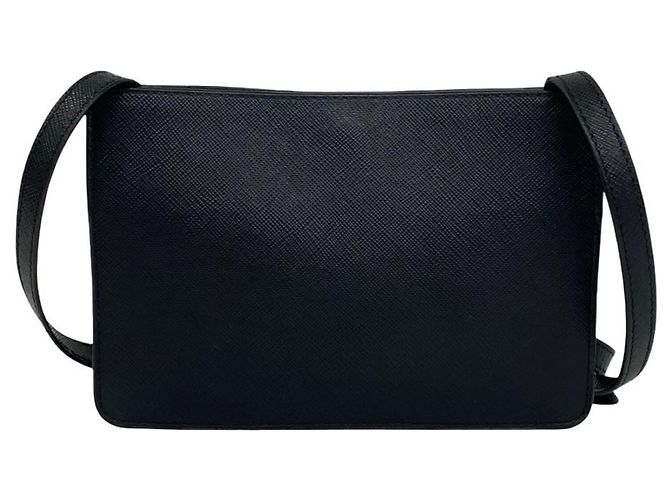 Mini borsa a tracolla Prada in pelle Saffiano nera Nero - vista 3