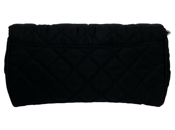 Mini borsa a tracolla in nylon trapuntato con logo Prada e catena Nero - vista 3