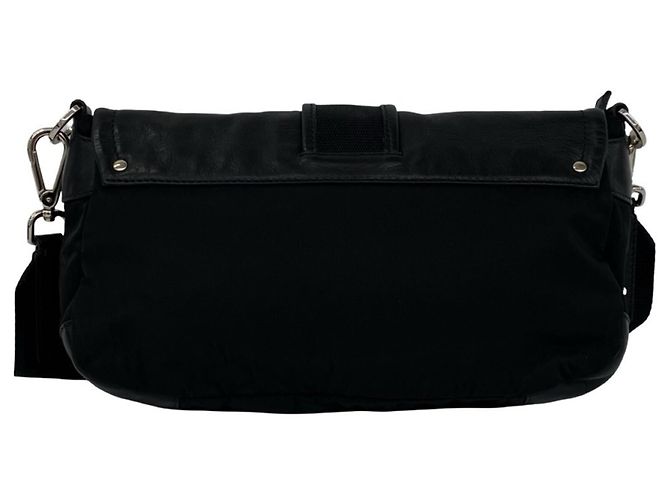 Borsa a tracolla media in nylon Tessuto e pelle con logo triangolo Prada Nero - vista 3