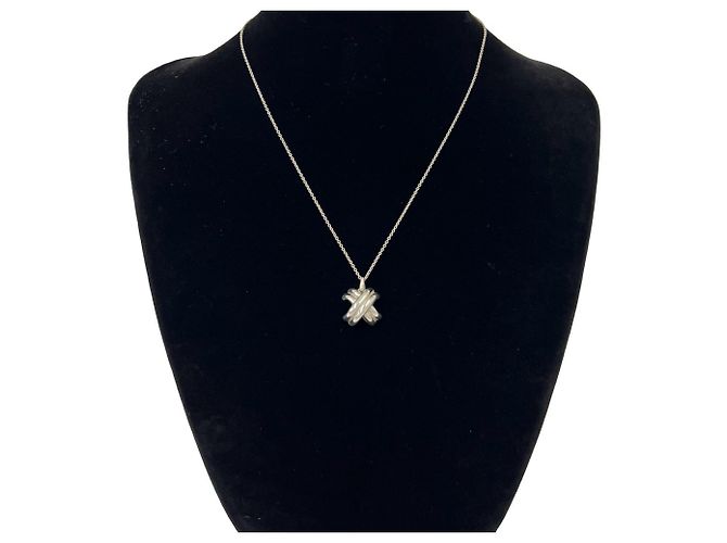 Tiffany & Co Collana Croce Tiffany Vintage Signature Argento - vista 2