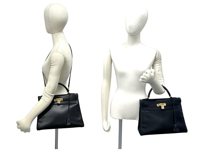 Hermès HERMES Vintage Kelly 32 Handtasche Schwarz - Ansicht 2