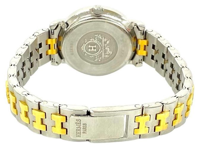 Hermès Hermes Sellier vergoldete Quarzarmbanduhr - Ansicht 8