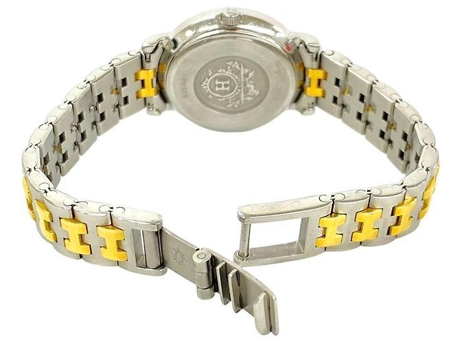 Hermès Hermes Sellier vergoldete Quarzarmbanduhr - Ansicht 9