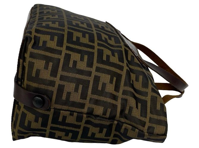 Fendi Vintage Zucca FF Pattern Handtasche Braun Schwarz Khaki - Ansicht 6