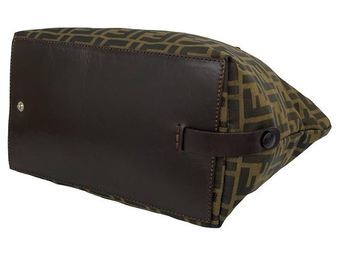 Fendi Vintage Zucca FF Pattern Handtasche Braun Schwarz Khaki - Ansicht 8