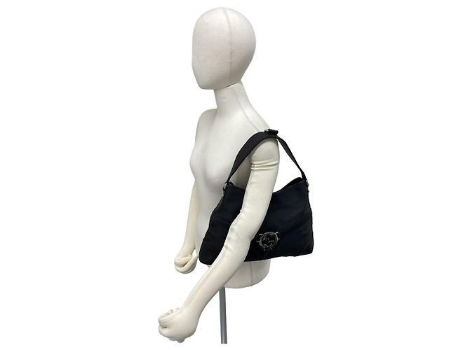 Bolsa Semi One Shoulder em lona e couro com ferragens Interlocking G Gucci Preto - vista 2