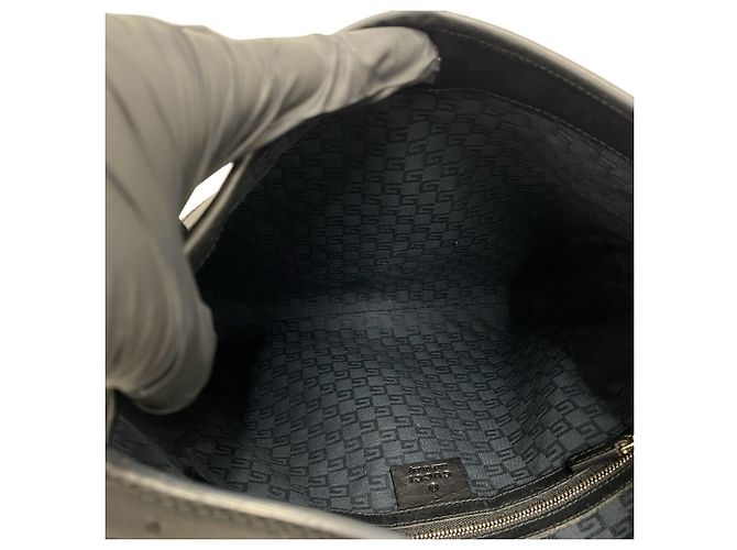 Bolsa Semi One Shoulder em lona e couro com ferragens Interlocking G Gucci Preto - vista 9