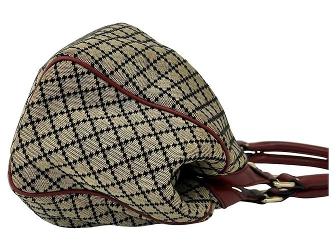 Borsa Tote Gucci Sukey in tela Diamante e pelle Rosso Beige - vista 6
