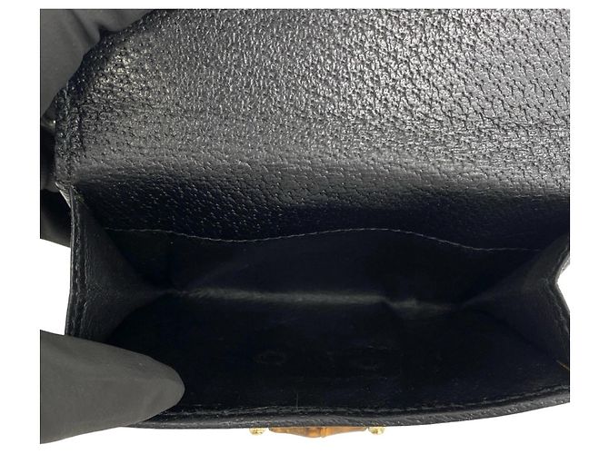 Gucci Bamboo GG Pattern Leder Bi-fold Geldbörse Schwarz - Ansicht 10