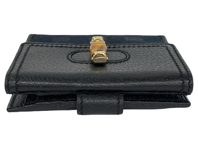 Gucci Bamboo GG Pattern Leder Bi-fold Geldbörse Schwarz - Ansicht 3