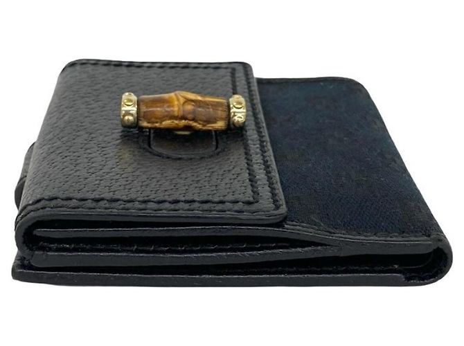 Gucci Bamboo GG Pattern Leder Bi-fold Geldbörse Schwarz - Ansicht 4