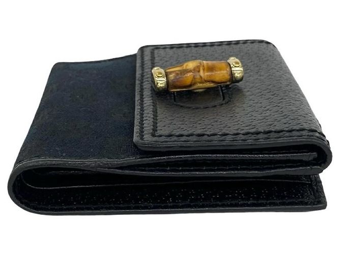 Gucci Bamboo GG Pattern Leder Bi-fold Geldbörse Schwarz - Ansicht 5