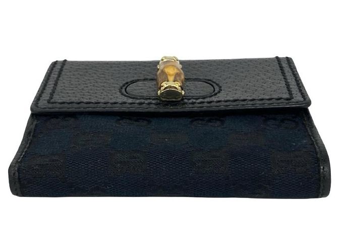 Gucci Bamboo GG Pattern Leder Bi-fold Geldbörse Schwarz - Ansicht 6