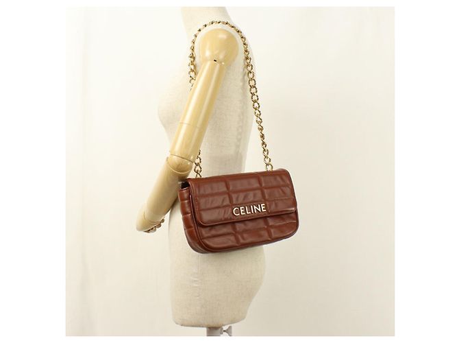 Céline Borsa a tracolla Celine in pelle marrone - vista 8