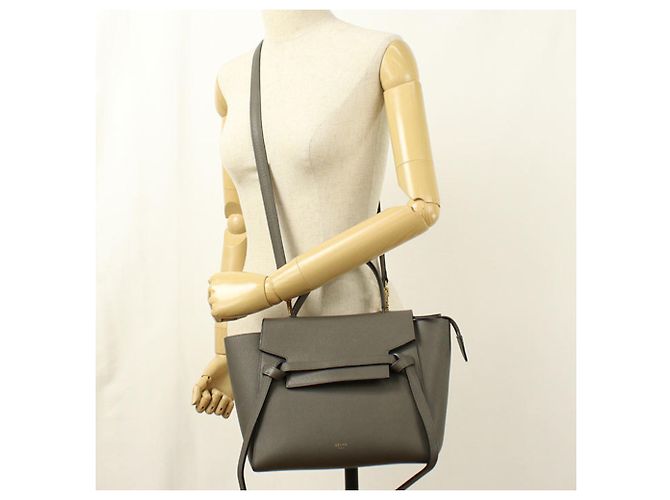 Céline Borsa Celine Grigia 18195 Micro Belt Bag Marrone - vista 7
