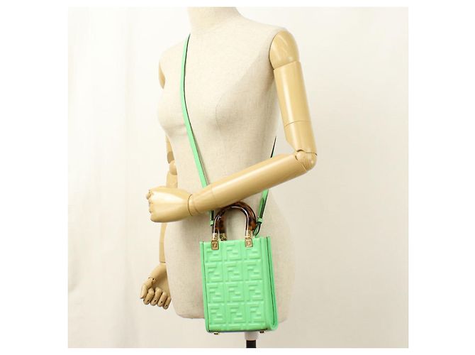 Borsa a mano Fendi Sunshine Shopper Mini Verde - vista 7