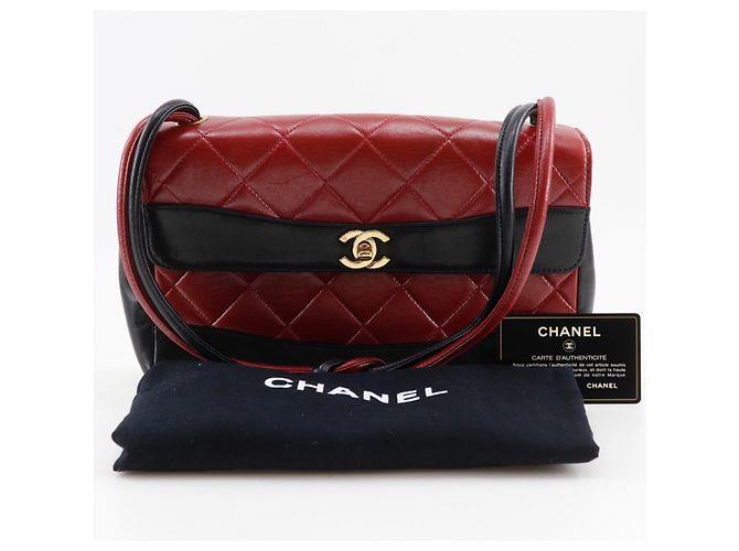 Chanel Matelassé Bicolor Schultertasche Schwarz Rot - Ansicht 16