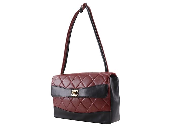 Chanel Matelassé Bicolor Schultertasche Schwarz Rot - Ansicht 2