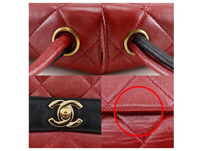 Chanel Matelassé Bicolor Schultertasche Schwarz Rot - Ansicht 9