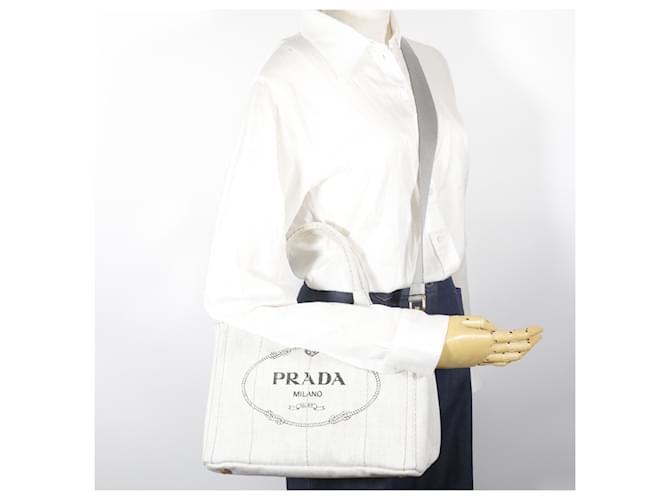 Borsa Mini Tote Prada Canapa Marrone - vista 19
