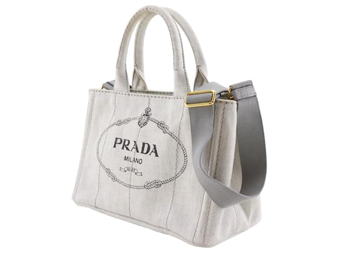 Borsa Mini Tote Prada Canapa Marrone - vista 2