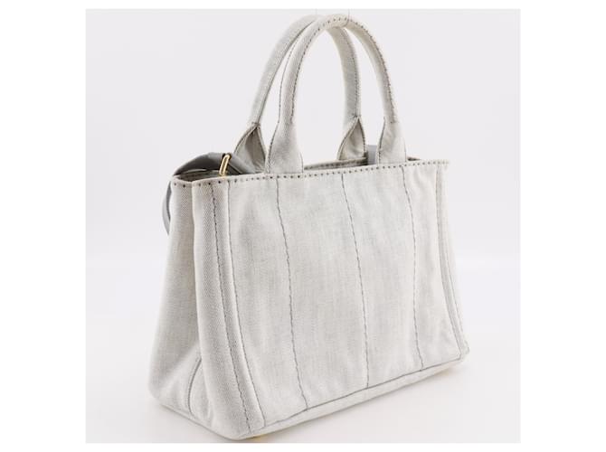 Borsa Mini Tote Prada Canapa Marrone - vista 3