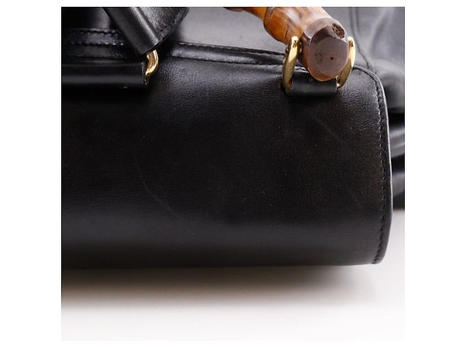 Gucci Bamboo Rucksack aus schwarzem Leder - Ansicht 10