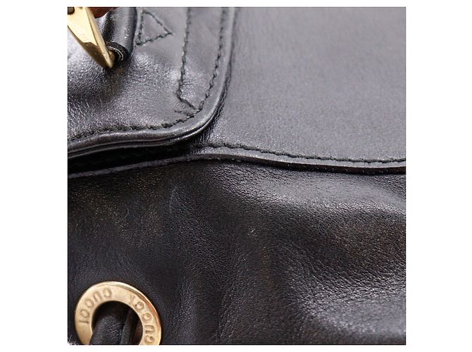 Gucci Bamboo Rucksack aus schwarzem Leder - Ansicht 11