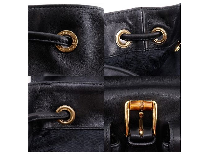 Gucci Bamboo Rucksack aus schwarzem Leder - Ansicht 17