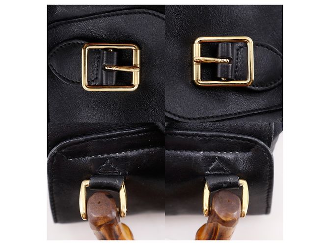 Gucci Bamboo Rucksack aus schwarzem Leder - Ansicht 18