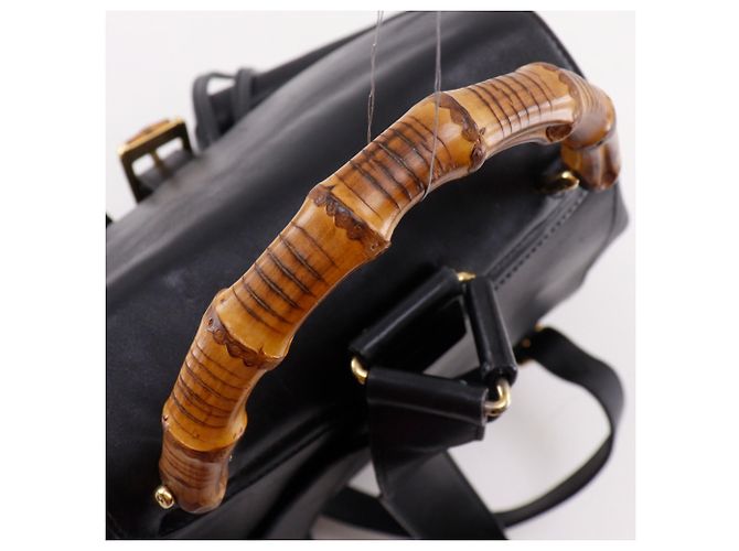 Gucci Bamboo Rucksack aus schwarzem Leder - Ansicht 5