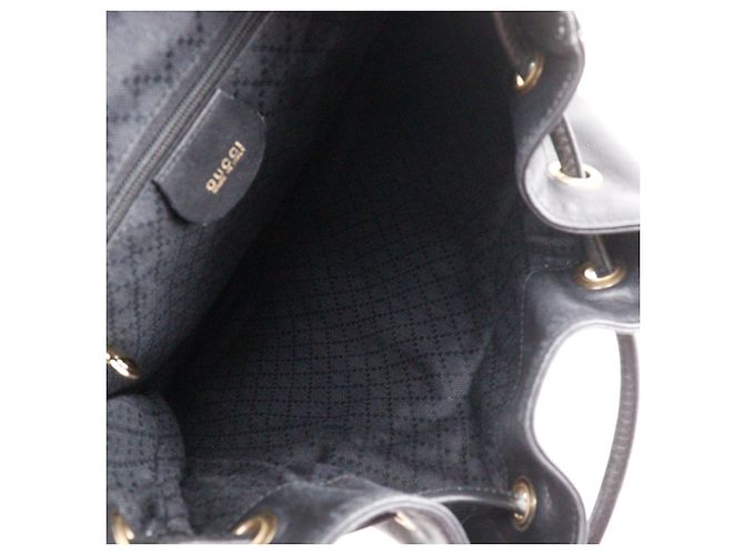 Gucci Bamboo Rucksack aus schwarzem Leder - Ansicht 6