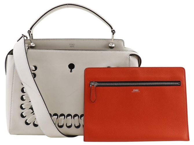 Fendi Dotcom Handtasche aus weißem Leder - Ansicht 20