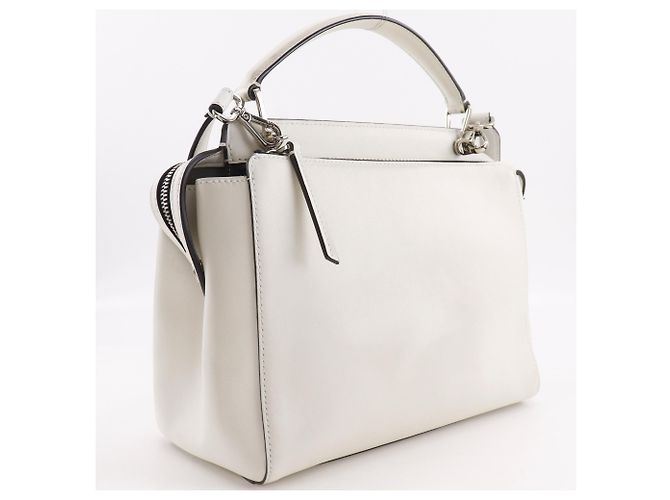 Fendi Dotcom Handtasche aus weißem Leder - Ansicht 3
