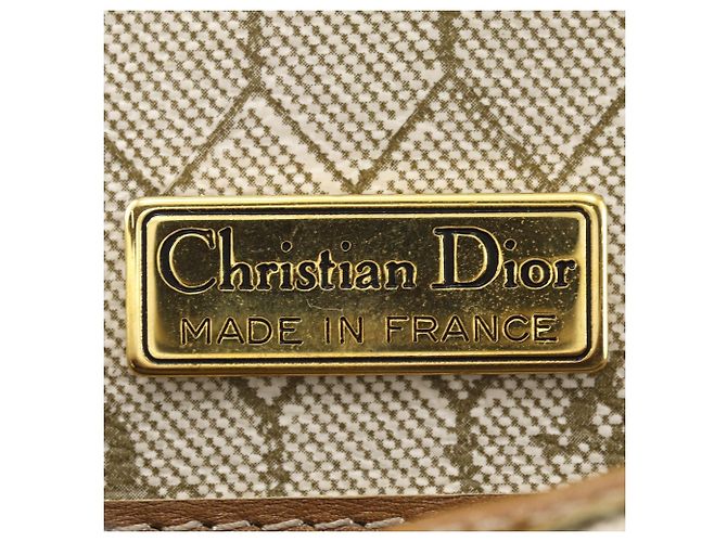 Borsa a tracolla con catena Christian Dior motivo a nido d'ape Beige - vista 12
