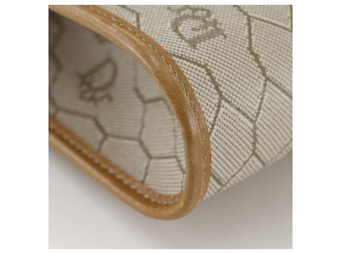Borsa a tracolla con catena Christian Dior motivo a nido d'ape Beige - vista 4
