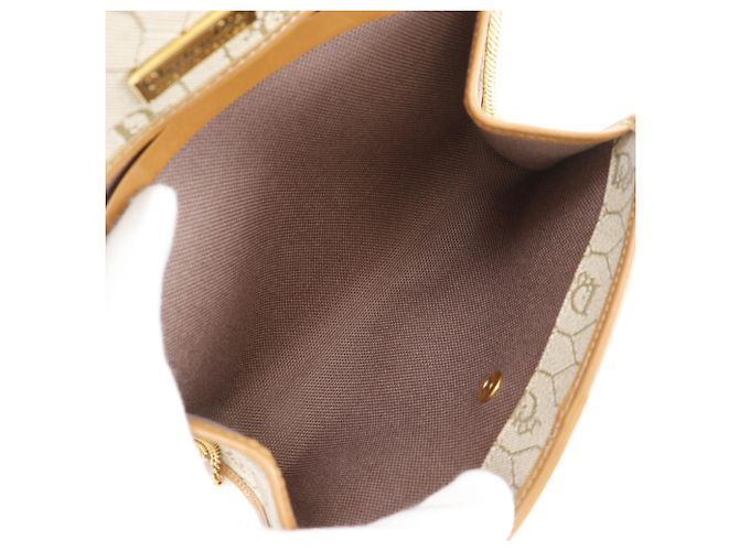 Borsa a tracolla con catena Christian Dior motivo a nido d'ape Beige - vista 5