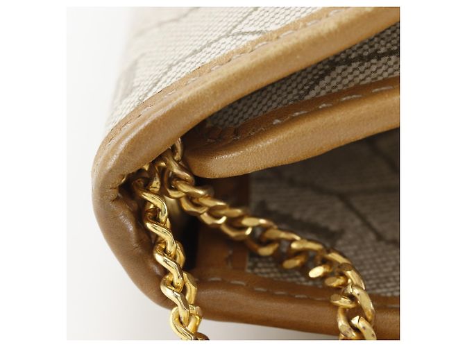 Borsa a tracolla con catena Christian Dior motivo a nido d'ape Beige - vista 7
