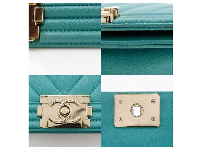 Borsa a tracolla Chanel Boy in verde - vista 9