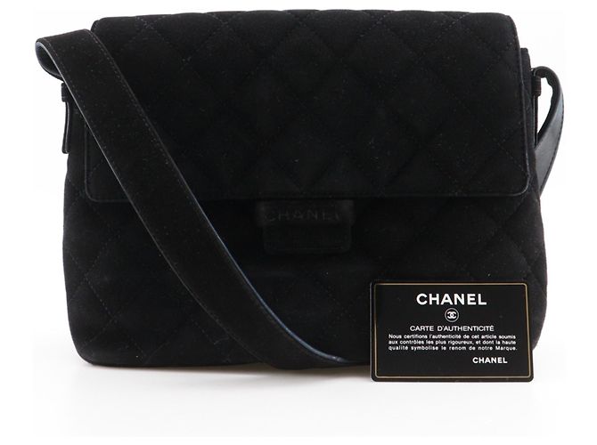 Borsa a tracolla Chanel Matelassé in camoscio nero - vista 14