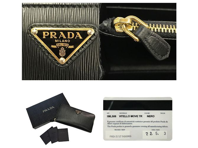 Prada Vitello Move TR Men's Long Wallet Black - view 10