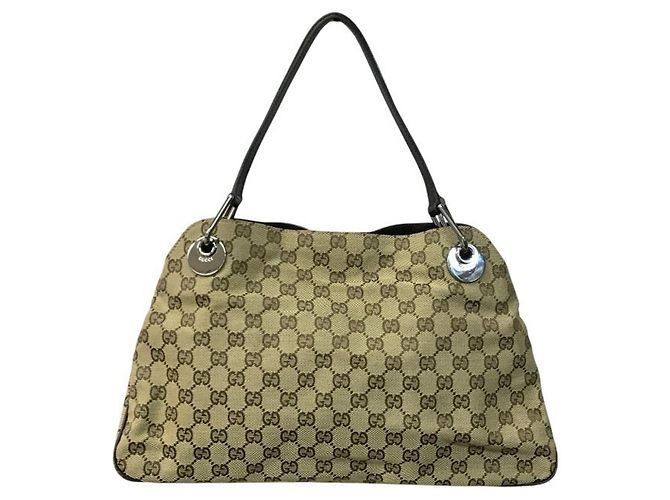 Borsa Gucci GG Canvas Beige Cachi Marrone scuro - vista 2